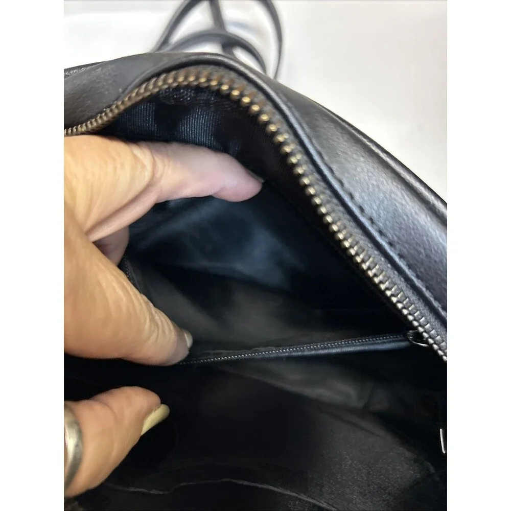 Lola Mae Black Faux Leather Chevron Crossbody Bag with Tassel